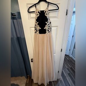 Blondie Nites Black and Cream Lace Gown